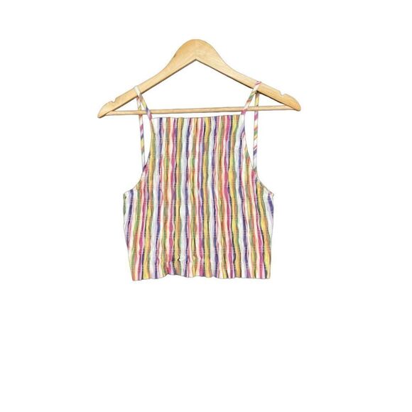 Zara Multicolor Striped Ruched Cropped Tank, M - Picture 1 of 13